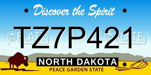 TZ7P421 North Dakota License Plate