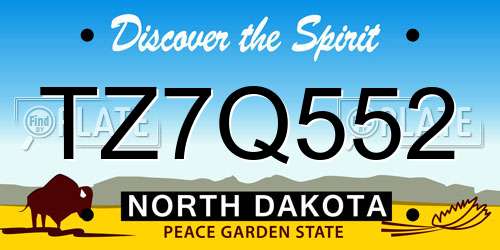 TZ7Q552 North Dakota License Plate