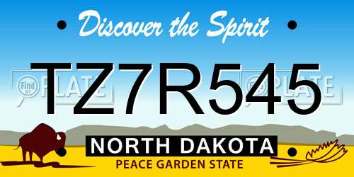 TZ7R545 North Dakota License Plate