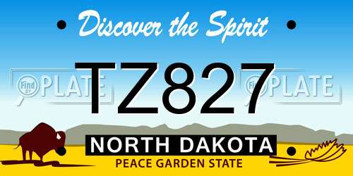 TZ827 North Dakota License Plate