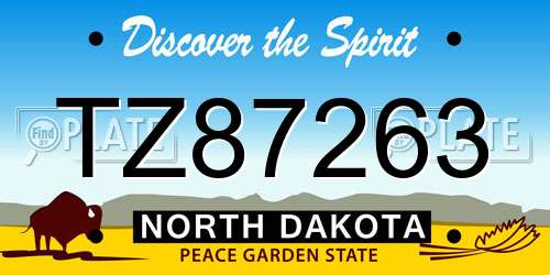 TZ87263 North Dakota License Plate