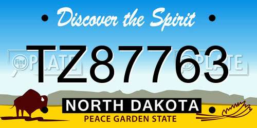 TZ87763 North Dakota License Plate