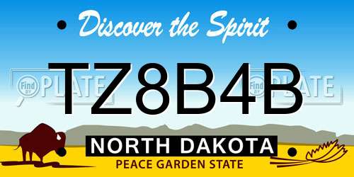 TZ8B4B North Dakota License Plate
