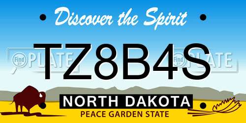 TZ8B4S North Dakota License Plate