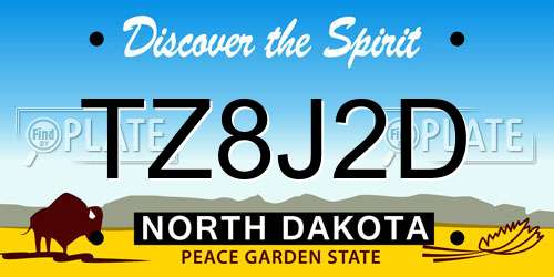 TZ8J2D North Dakota License Plate