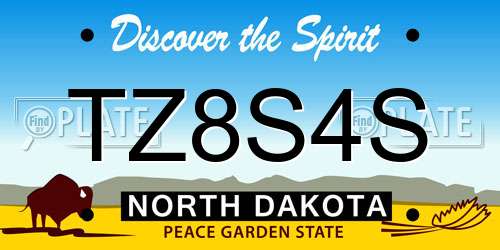 TZ8S4S North Dakota License Plate