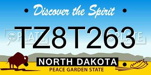 TZ8T263 North Dakota License Plate