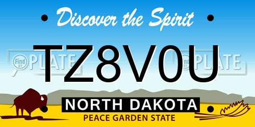 TZ8V0U North Dakota License Plate