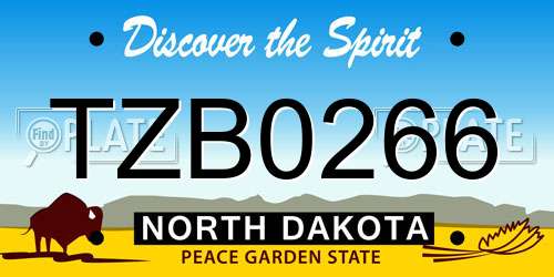 TZB0266 North Dakota License Plate