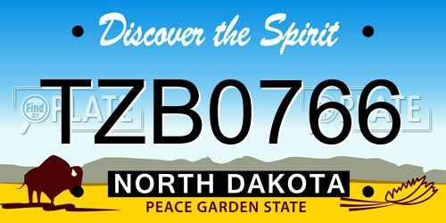 TZB0766 North Dakota License Plate