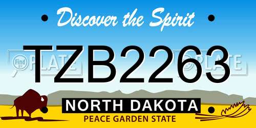 TZB2263 North Dakota License Plate