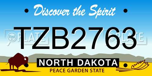 TZB2763 North Dakota License Plate