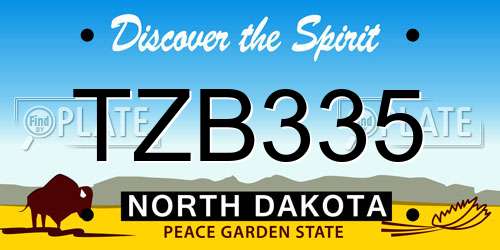TZB335 North Dakota License Plate