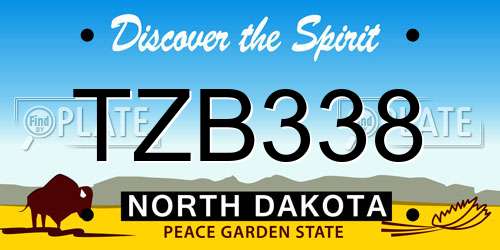 TZB338 North Dakota License Plate