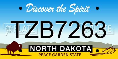 TZB7263 North Dakota License Plate