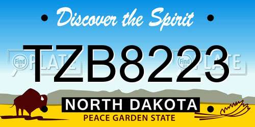 TZB8223 North Dakota License Plate