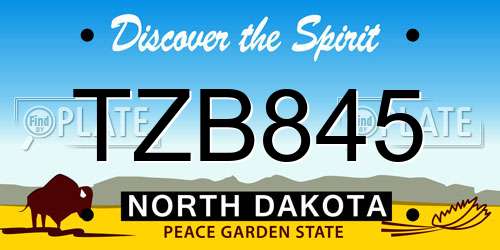 TZB845 North Dakota License Plate