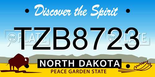 TZB8723 North Dakota License Plate