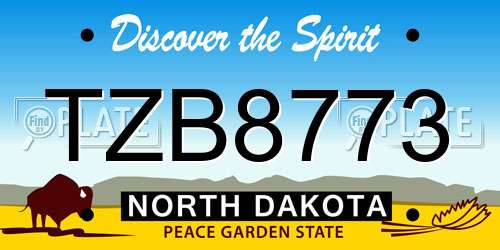 TZB8773 North Dakota License Plate