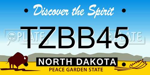 TZBB45 North Dakota License Plate