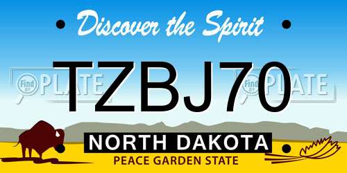 TZBJ70 North Dakota License Plate