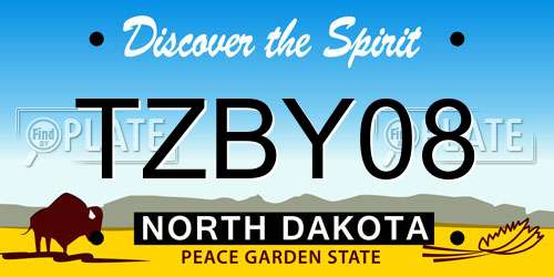 TZBY08 North Dakota License Plate