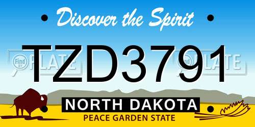 TZD3791 North Dakota License Plate