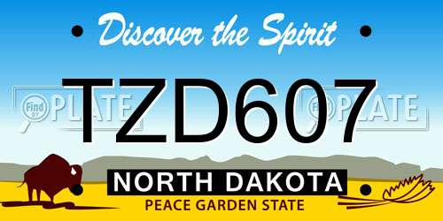 TZD607 North Dakota License Plate