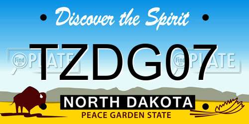 TZDG07 North Dakota License Plate