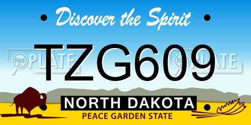 TZG609 North Dakota License Plate