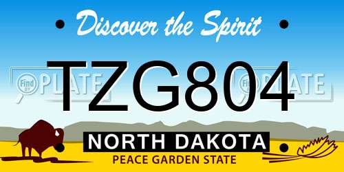 TZG804 North Dakota License Plate