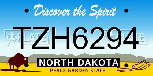 TZH6294 North Dakota License Plate