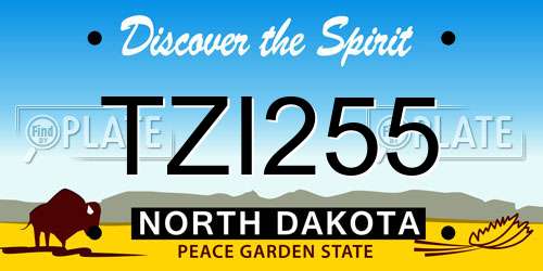 TZI255 North Dakota License Plate