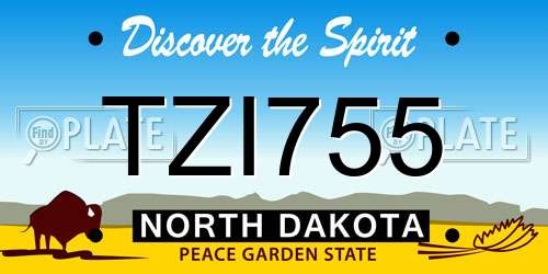 TZI755 North Dakota License Plate