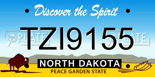 TZI9155 North Dakota License Plate