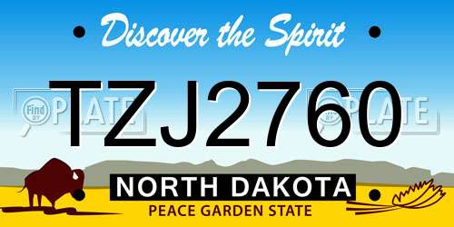 TZJ2760 North Dakota License Plate