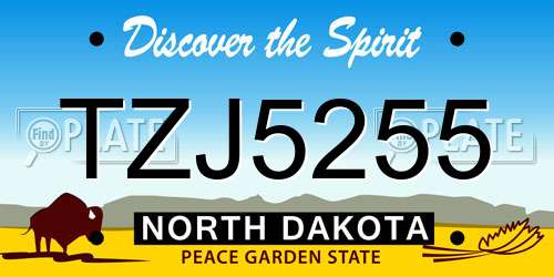 TZJ5255 North Dakota License Plate