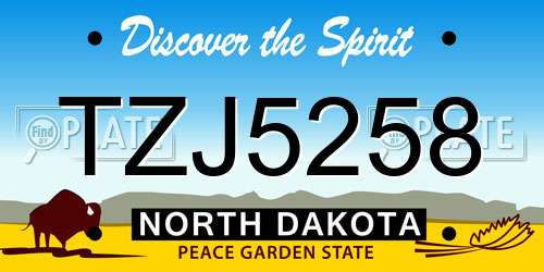 TZJ5258 North Dakota License Plate