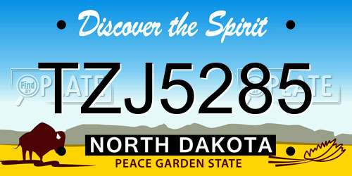 TZJ5285 North Dakota License Plate