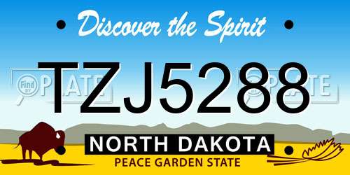 TZJ5288 North Dakota License Plate