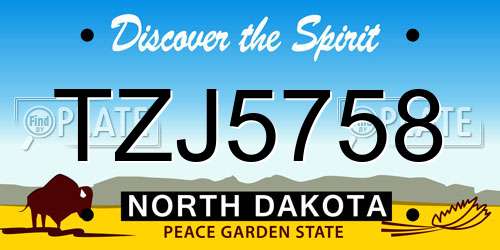 TZJ5758 North Dakota License Plate
