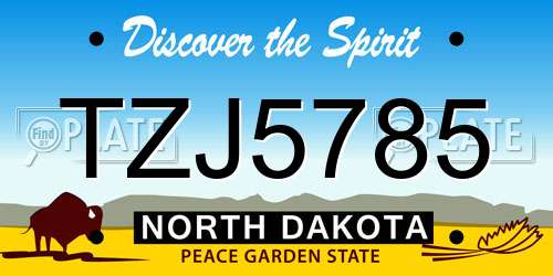 TZJ5785 North Dakota License Plate