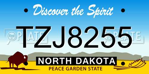 TZJ8255 North Dakota License Plate