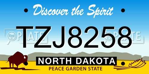 TZJ8258 North Dakota License Plate