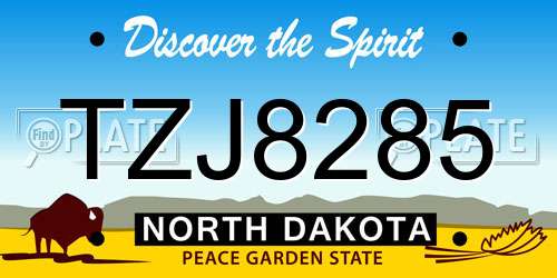 TZJ8285 North Dakota License Plate