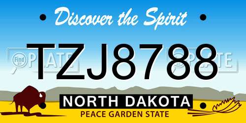 TZJ8788 North Dakota License Plate