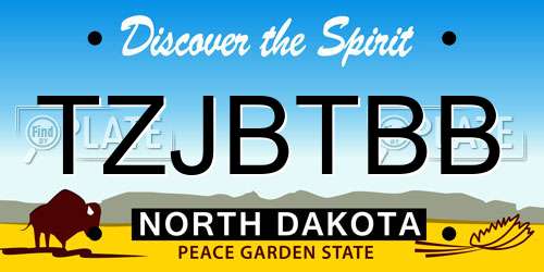 TZJBTBB North Dakota License Plate