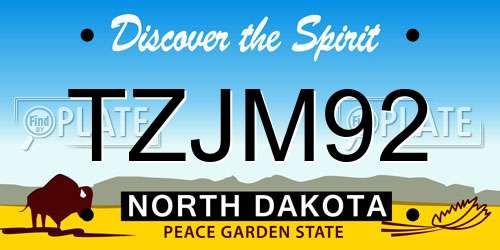 TZJM92 North Dakota License Plate