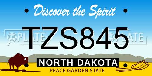 TZS845 North Dakota License Plate
