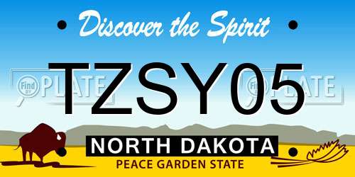 TZSY05 North Dakota License Plate